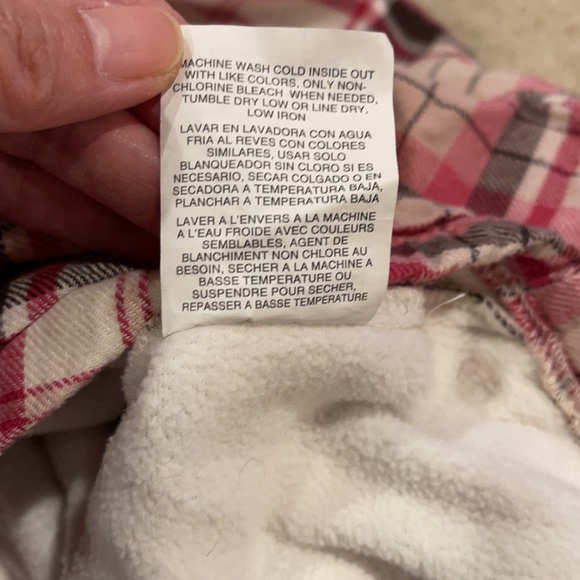 Lee Riders Plaid Flannel Fleece Lined Pink Brown Shacket Shirt Jacket Button-L - Picture 8 of 8